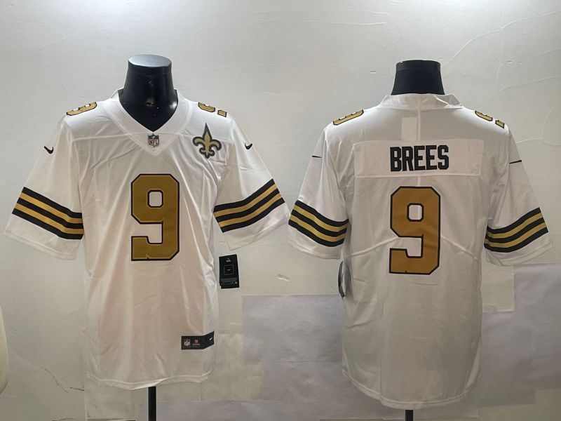 Men New Orleans Saints #9 Brees White 2024 Nike Limited NFL Jersey style 01043